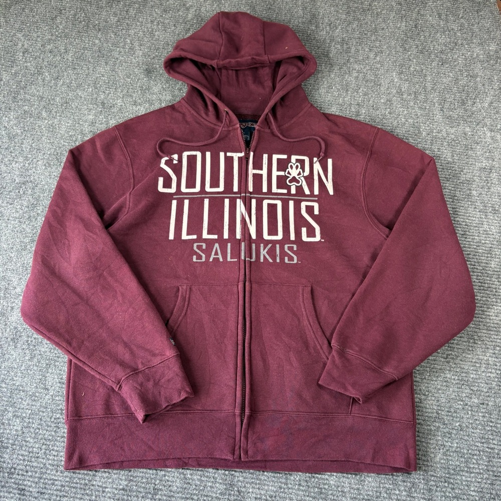 JanSport Southern Illinois Salukis Full Zip Hoodie Maroon Mens Large SIU Jacket